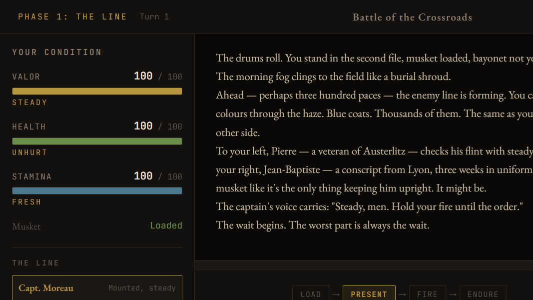 Volley fire — the musketry drill is your lifeline